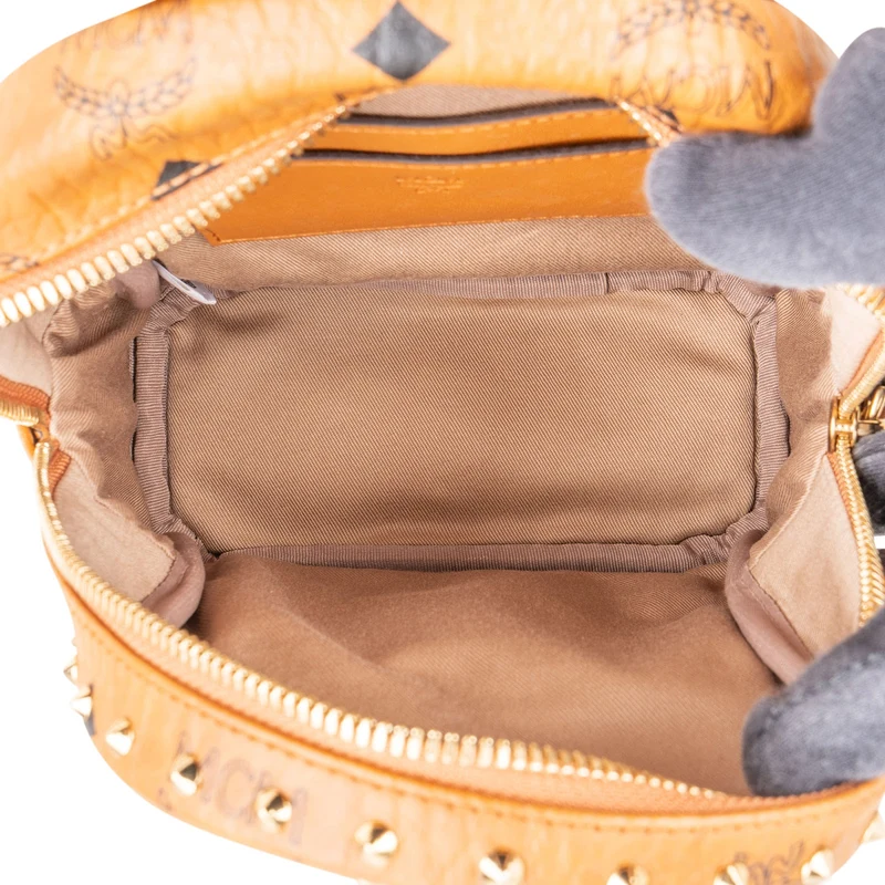 MCM Monogram Visetos Stark Studded Mini Backpack