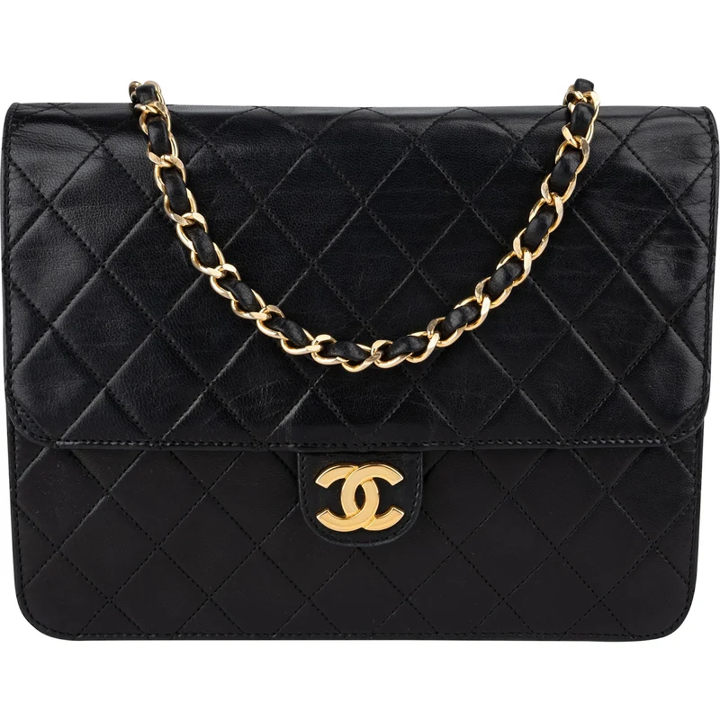 Chanel Quilted Lambskin CC Single Flap Shoulder Bag