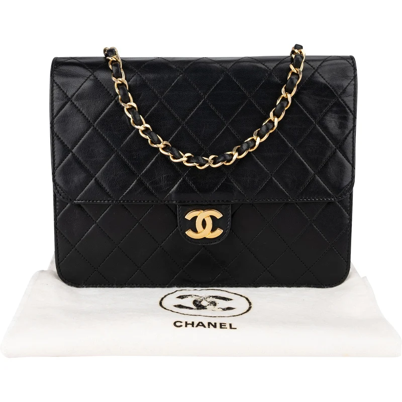 Chanel Quilted Lambskin CC Single Flap Shoulder Bag