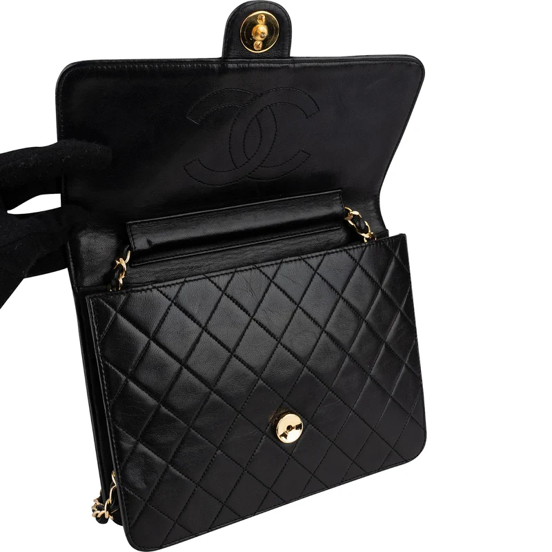 Chanel Quilted Lambskin CC Single Flap Shoulder Bag