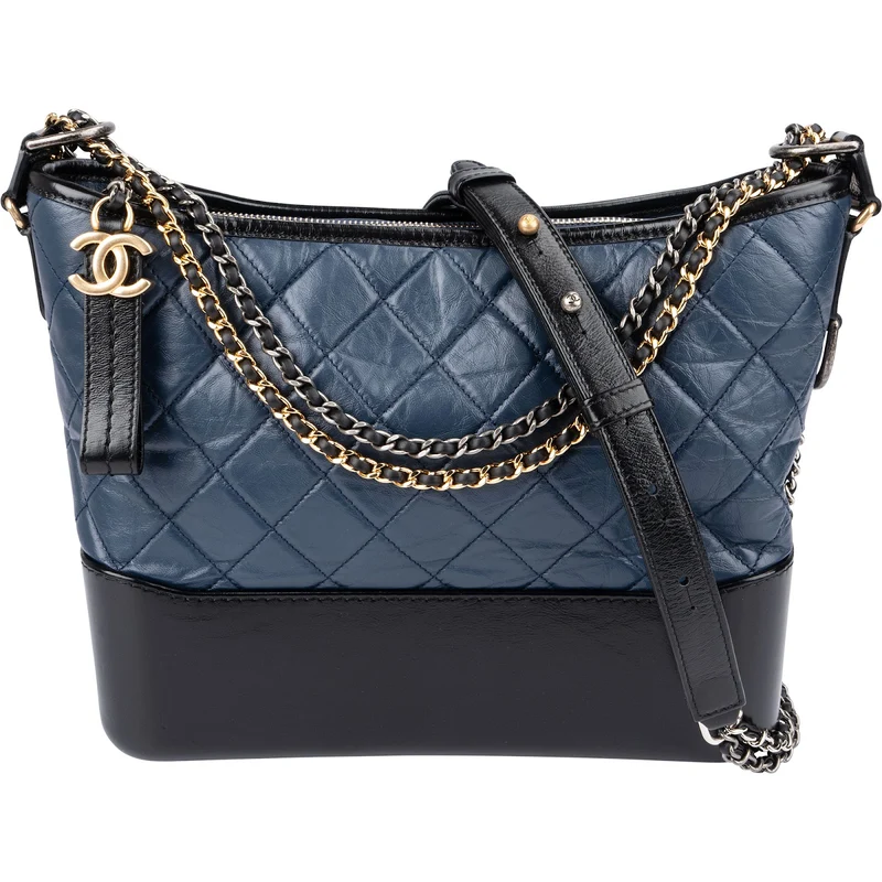 Chanel Aged Calfskin Quilted Gabrielle Hobo Crossbody Bag