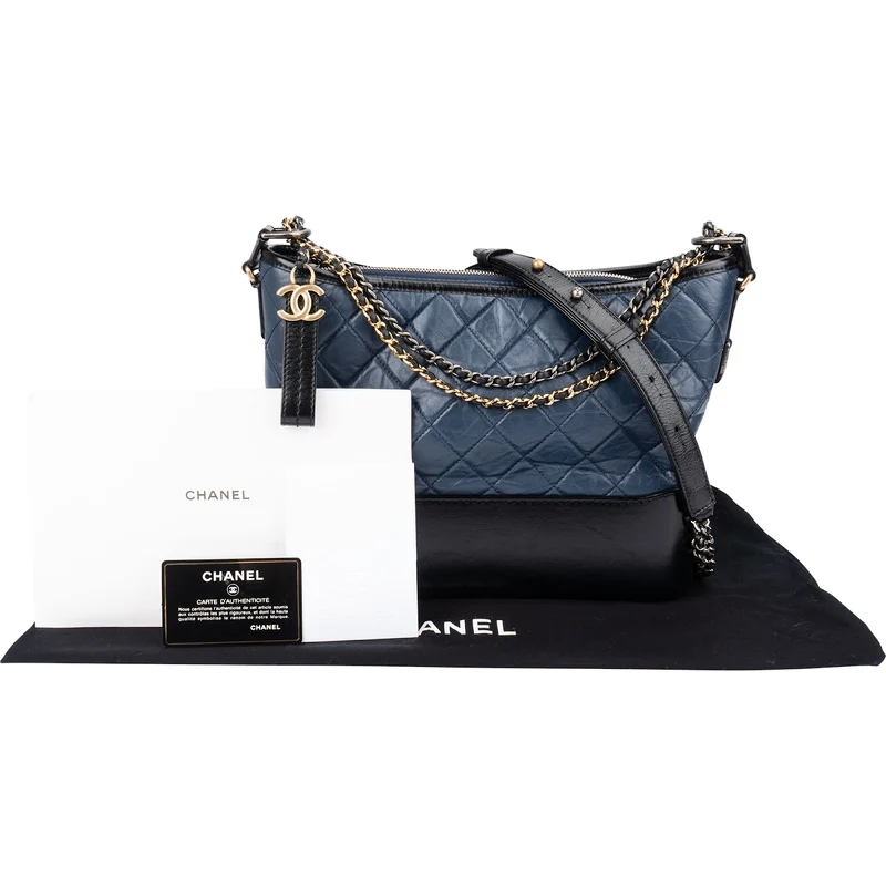 Chanel Aged Calfskin Quilted Gabrielle Hobo Crossbody Bag