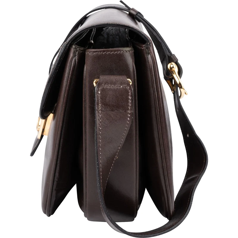 Celine Shiny Calfskin Medium Triomphe Shoulder Bag