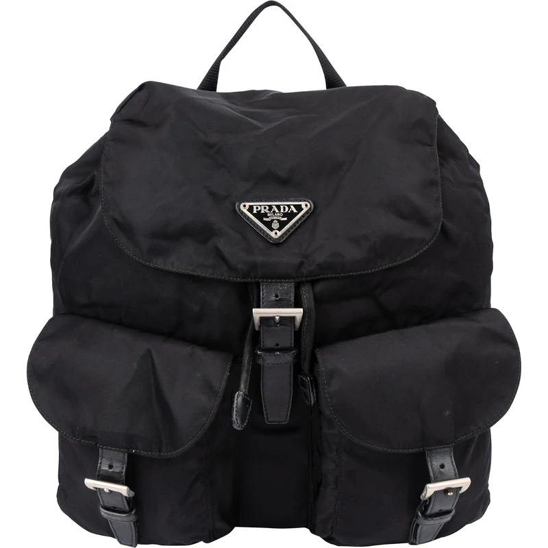 Prada Black Nylon Triangle Backpack