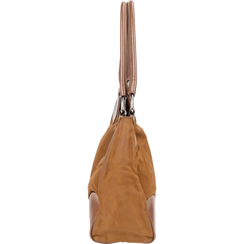Prada Tessuto Leather Trim Hobo Shoulder Bag