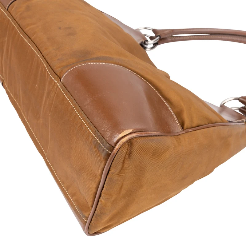 Prada Tessuto Leather Trim Hobo Shoulder Bag