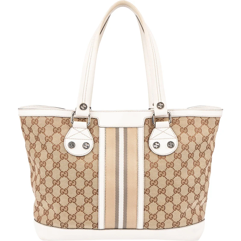 Gucci Monogram GG Canvas Vertical Stripe Tote Handbag