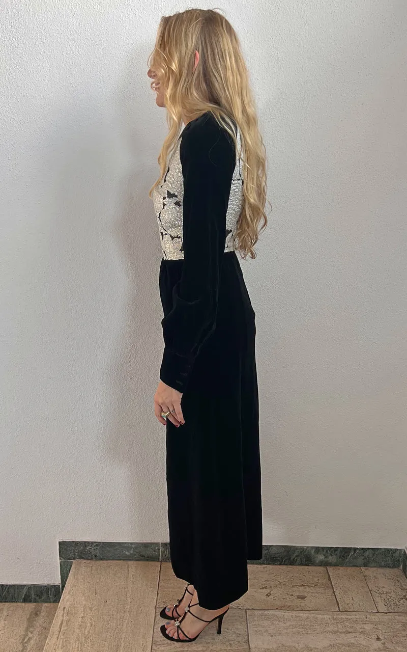 Vintage 70s Velvet Brocade Dress