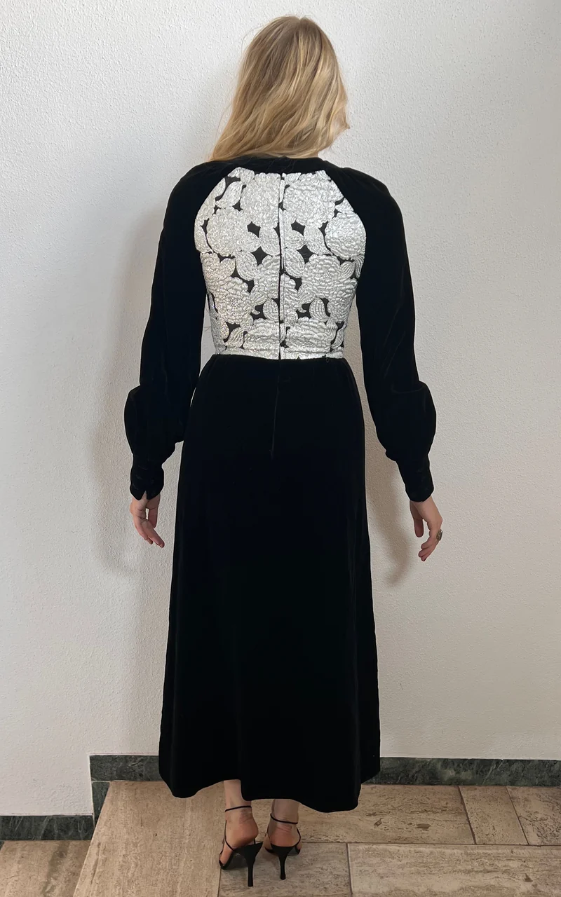 Vintage 70s Velvet Brocade Dress