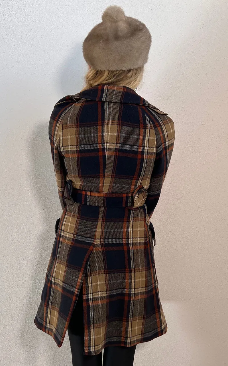 Vintage 70s Tartan Wool Coat