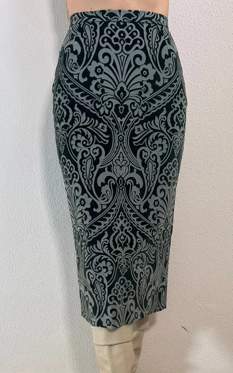 Vintage Fall 1998 Dolce and Gabbana Burn Out Velvet Skirt