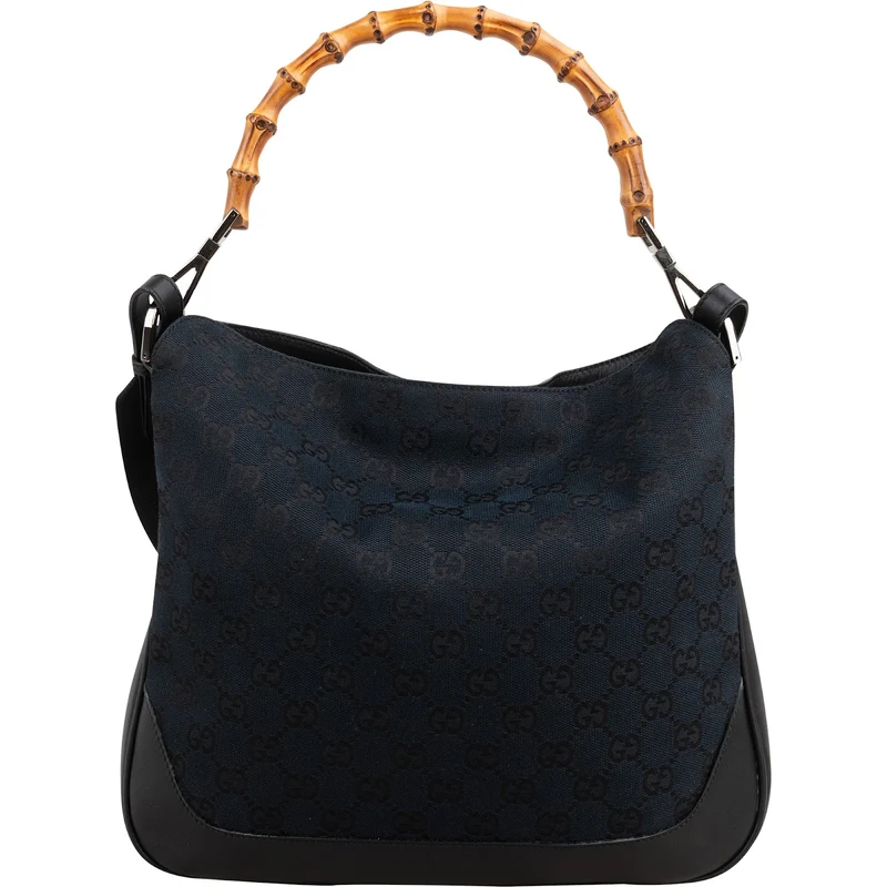 Gucci Monogram GG Canvas Bamboo Handle Shoulder Handbag
