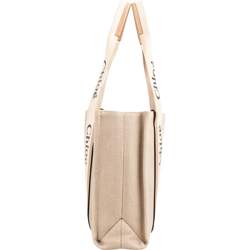 Chloé Canvas Woody Medium Tote Shoulder Bag