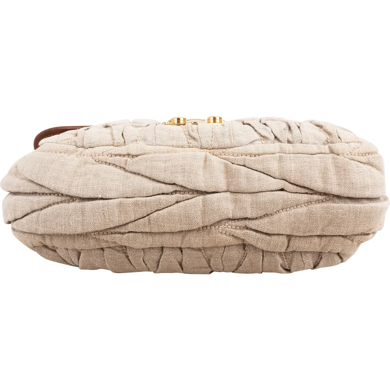 Miu Miu Linen Studded Fringe Small City Coffer Shoulder Crossbody Bag
