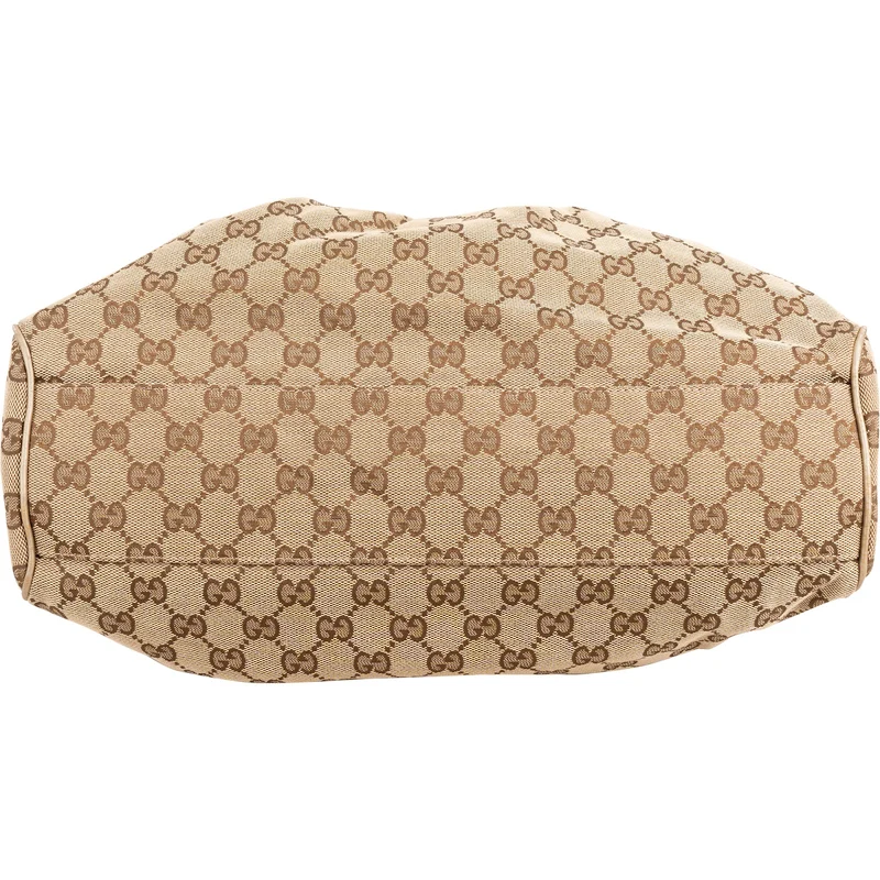 Gucci Monogram GG Canvas Metallic Leather Sukey Handbag