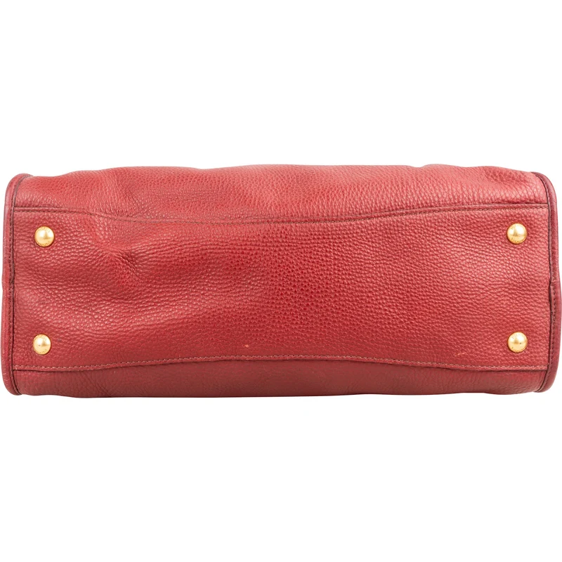 Prada Red Vitello Daino Leather Satchel City Handbag