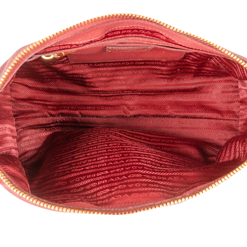 Prada Red Vitello Daino Leather Satchel City Handbag