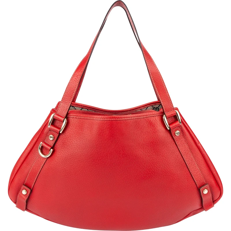 Gucci Red Pebbled Leather D-Ring Handbag