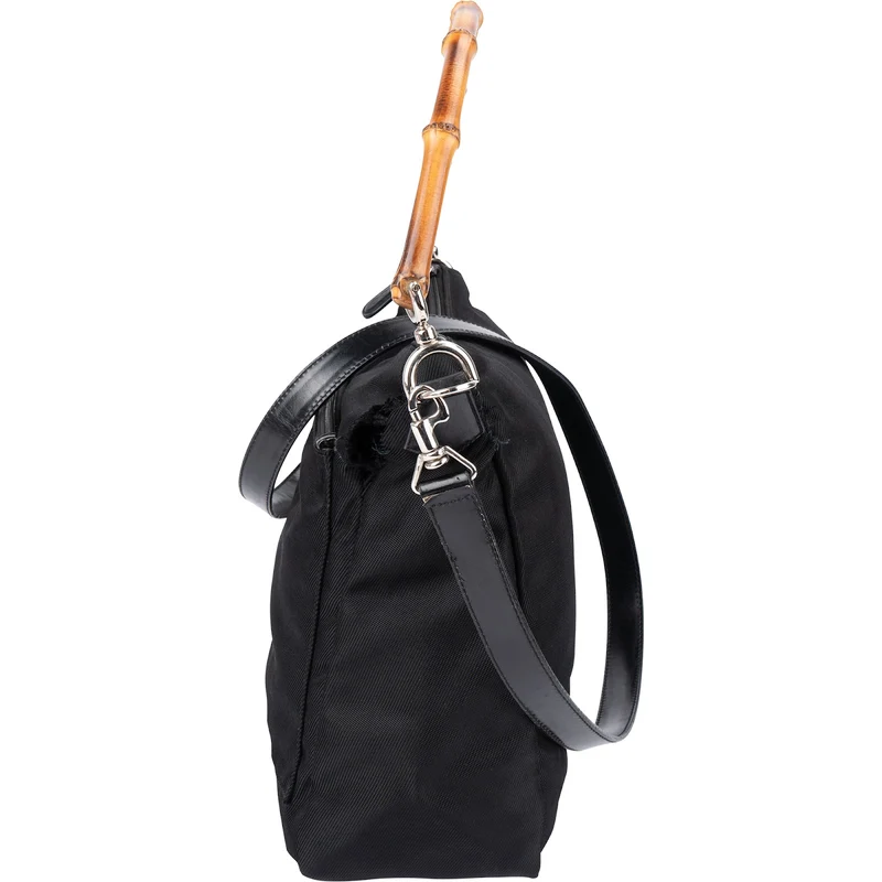 Gucci Nylon Bamboo Handle Shoulder Bag