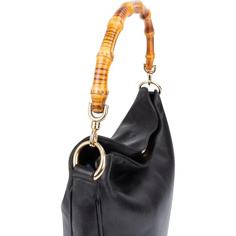 Gucci Classic Leather Bamboo Hobo Shoulder Bag