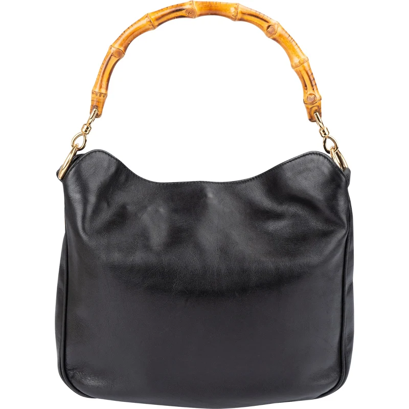 Gucci Classic Leather Bamboo Hobo Shoulder Bag