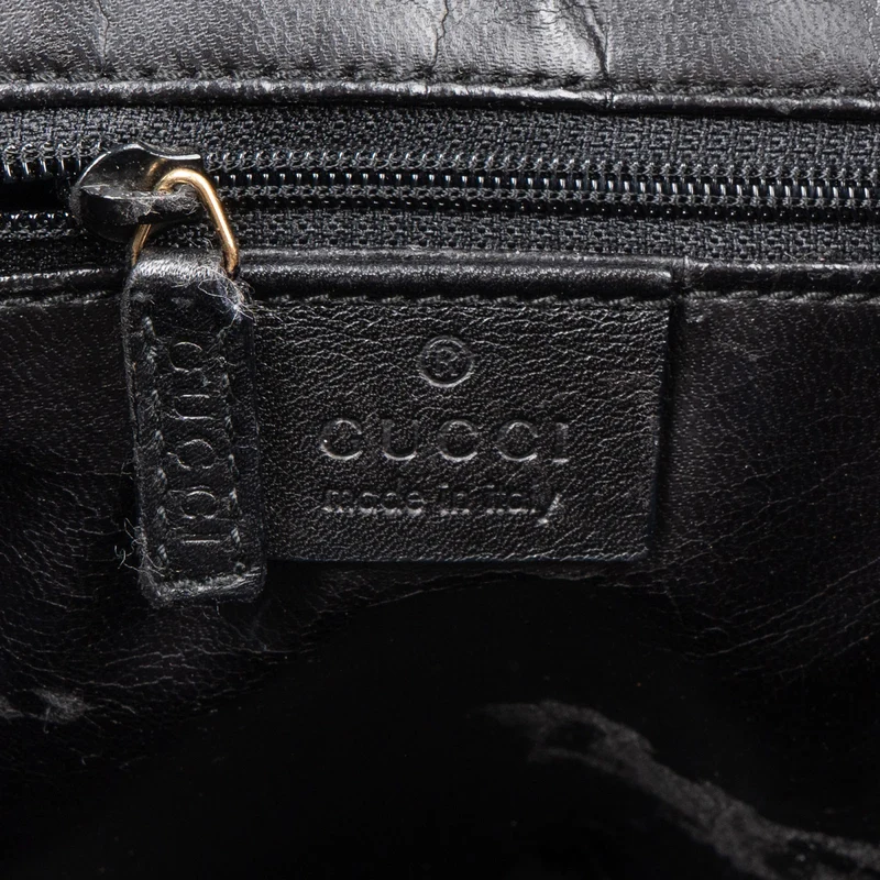 Gucci Classic Leather Bamboo Hobo Shoulder Bag