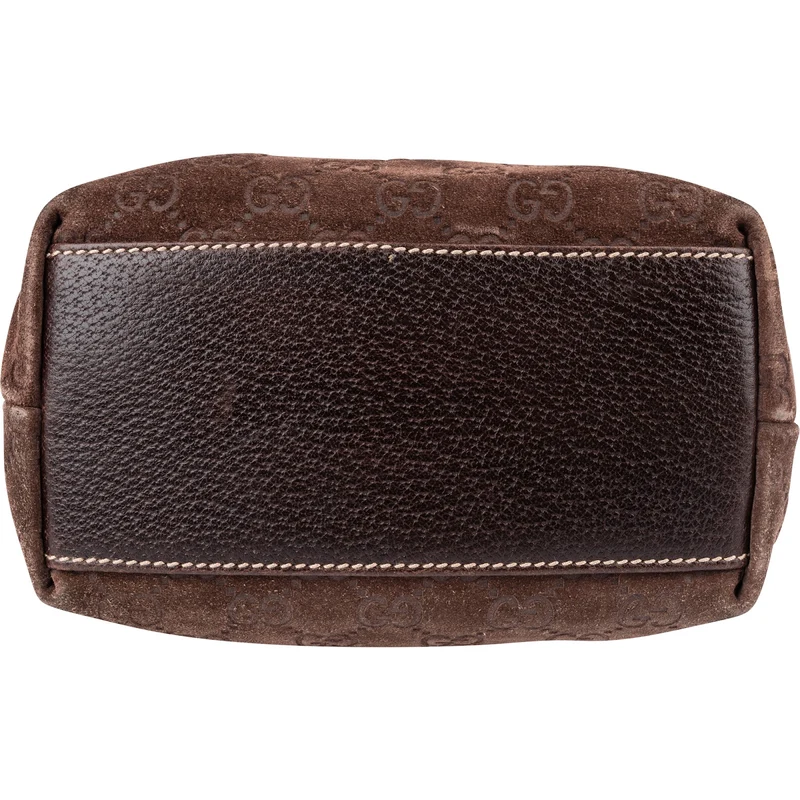 Gucci Monogram Suede GG Embossed Tote Handbag