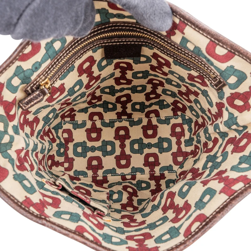 Gucci Monogram Suede GG Embossed Tote Handbag