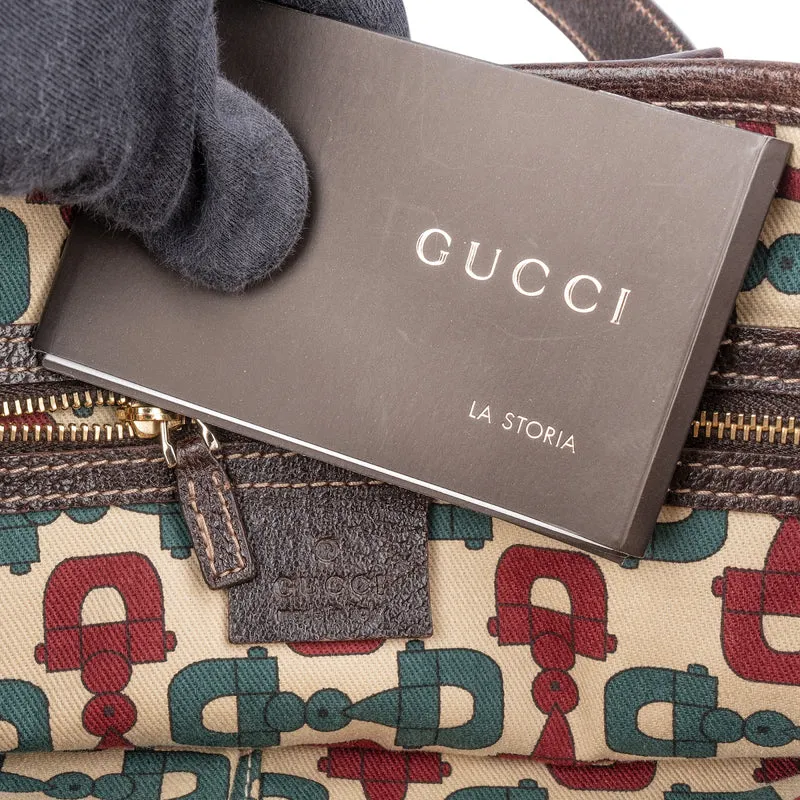 Gucci Monogram Suede GG Embossed Tote Handbag