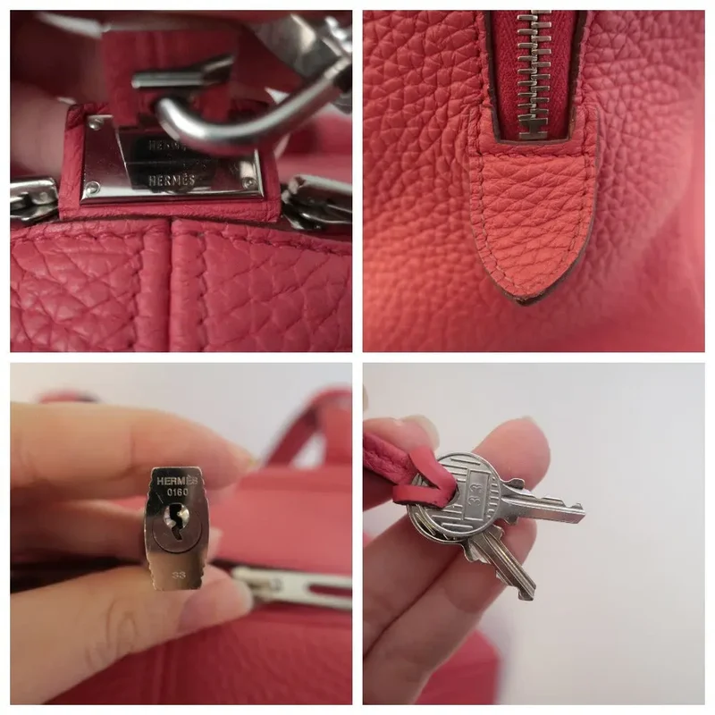 Hermes Rose Jaipur Taurillion Clemence O Square (2011) PHW Victoria II Handbag