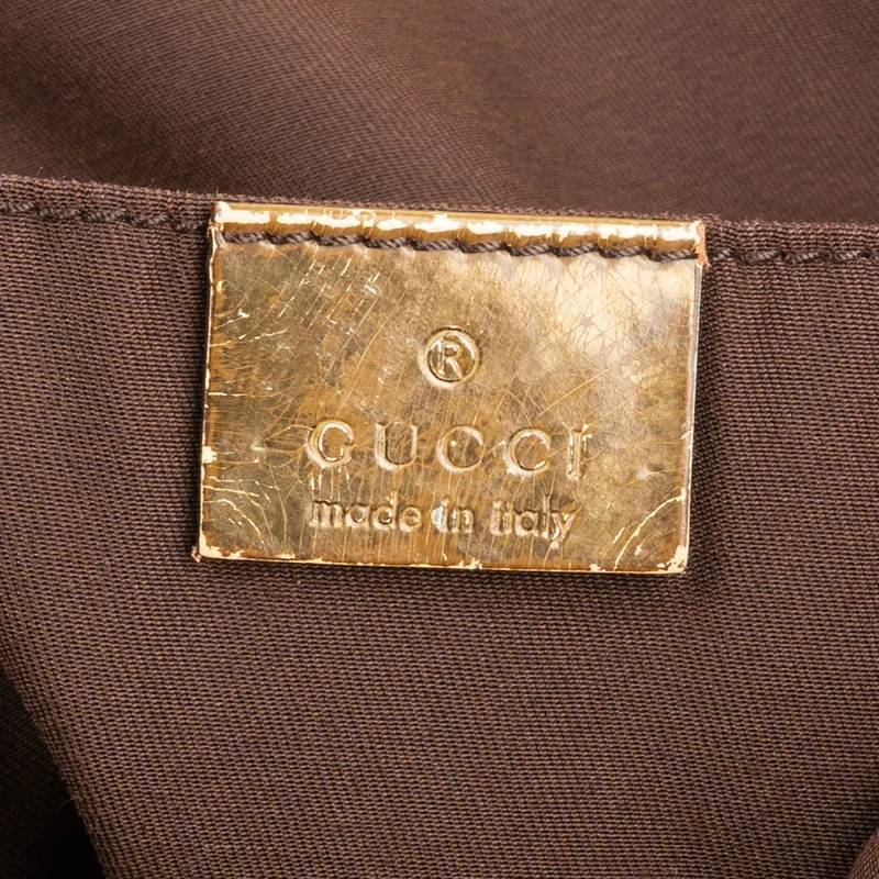 Gucci Monogram GG Canvas Metallic Web Stripe Tote Hobo Handbag