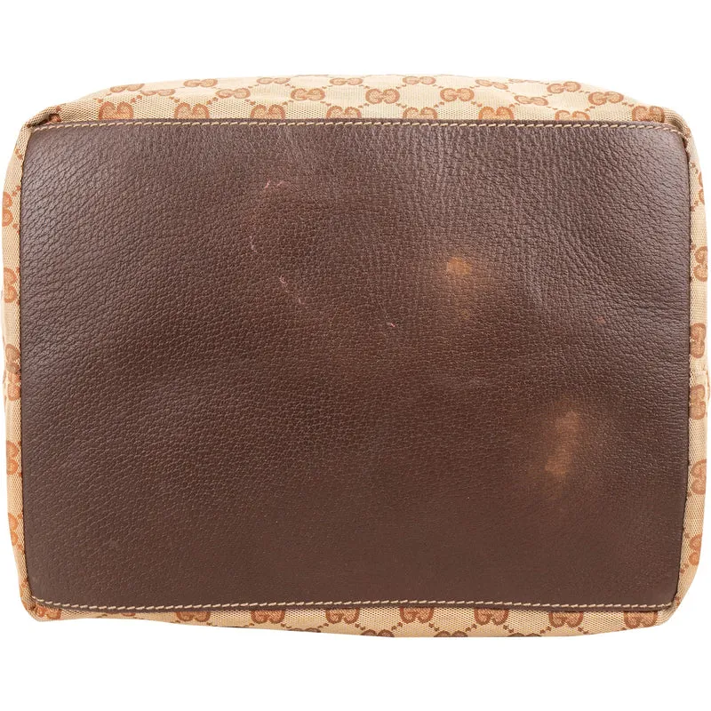 Gucci Monogram GG Canvas Web Strip Shopper Shoulder Bag