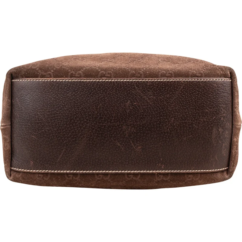 Gucci Monogram Suede GG Tote Shoulder Bag