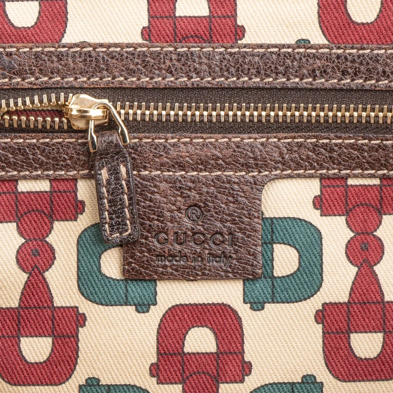 Gucci Monogram Suede GG Tote Shoulder Bag