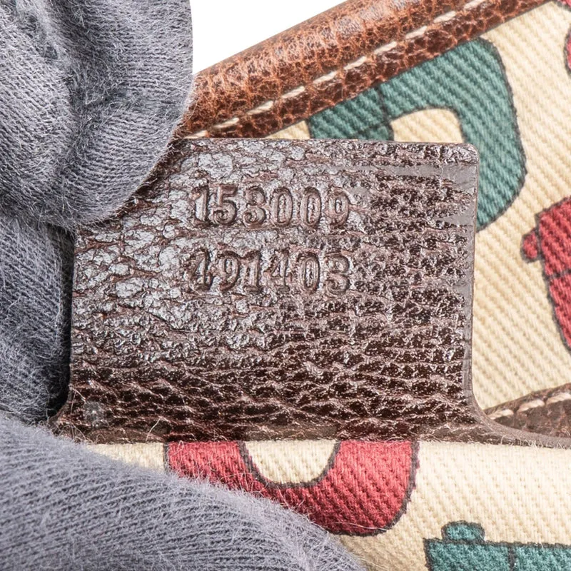 Gucci Monogram Suede GG Tote Shoulder Bag