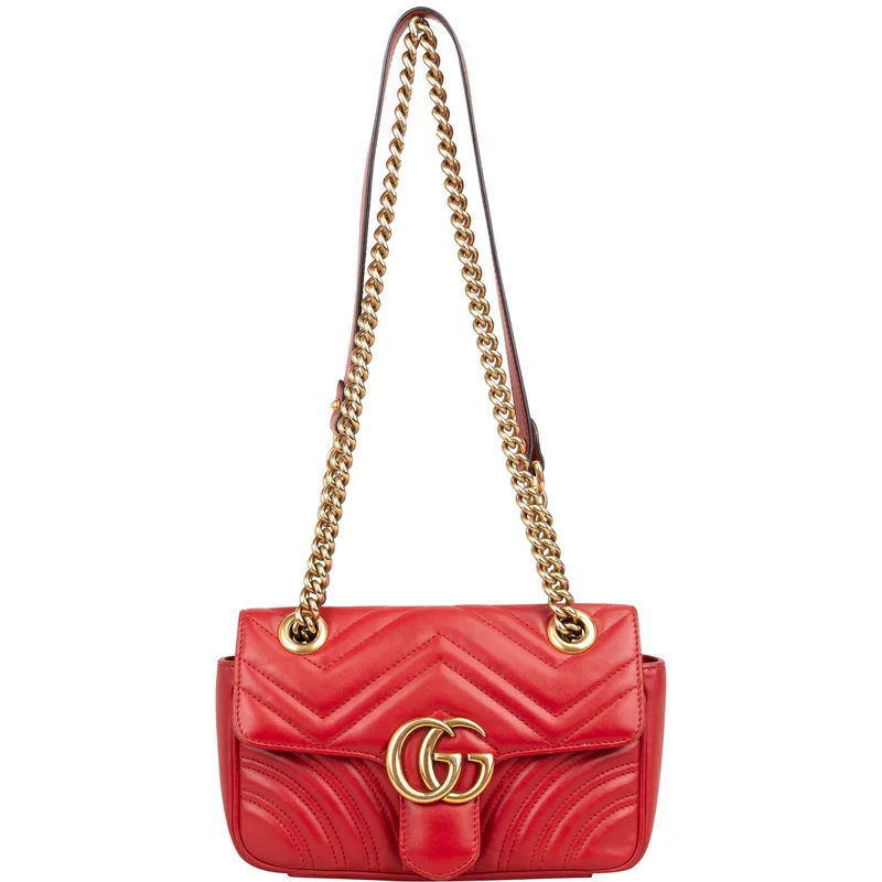 Gucci Matelassé Leather GG Marmont Small Crossbody Bag