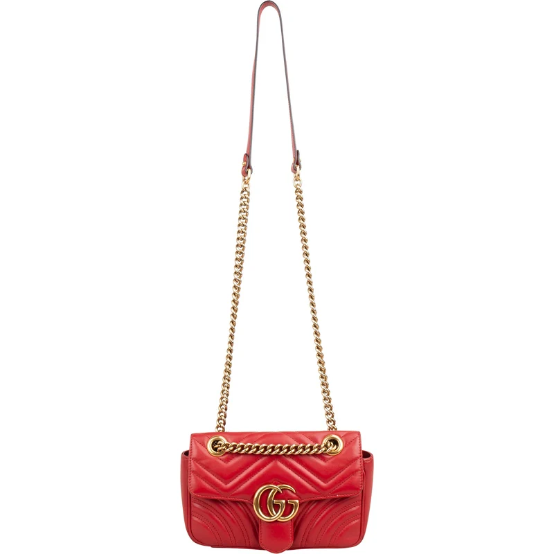 Gucci Matelassé Leather GG Marmont Small Crossbody Bag
