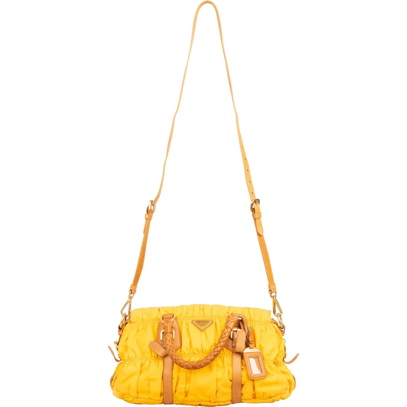 Prada Tessuto Gaufre Woven Handle Satchel Handbag