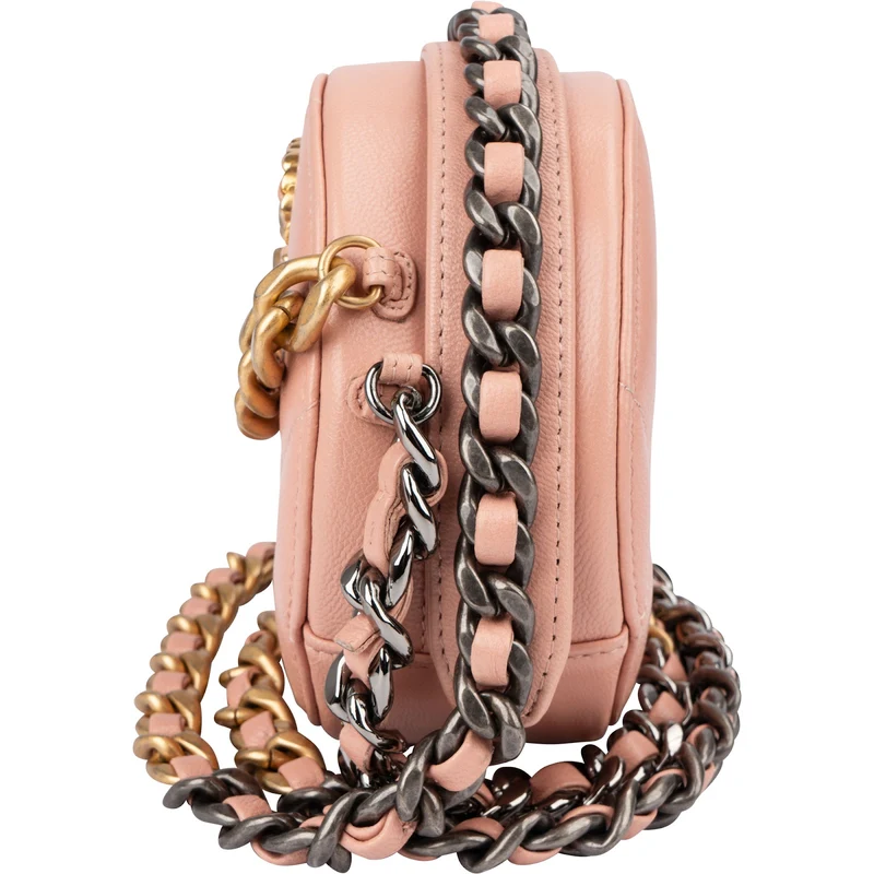 Chanel 19 Quilted Lambskin Round Crossbody Bag