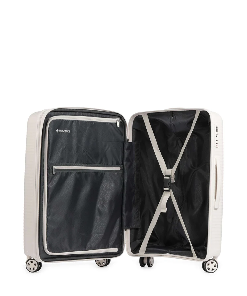 Travelite Air Stripe 4-Rollen Trolley offwhite