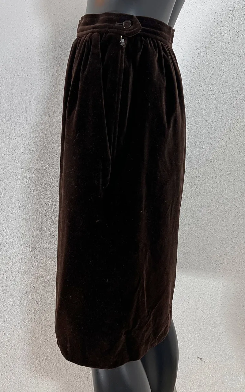 Vintage Yves Saint Laurent Darkbrown Velvet Skirt