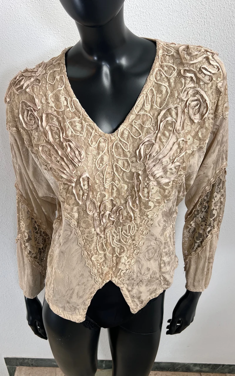 Vintage 80s Viscose and Lace Shirt