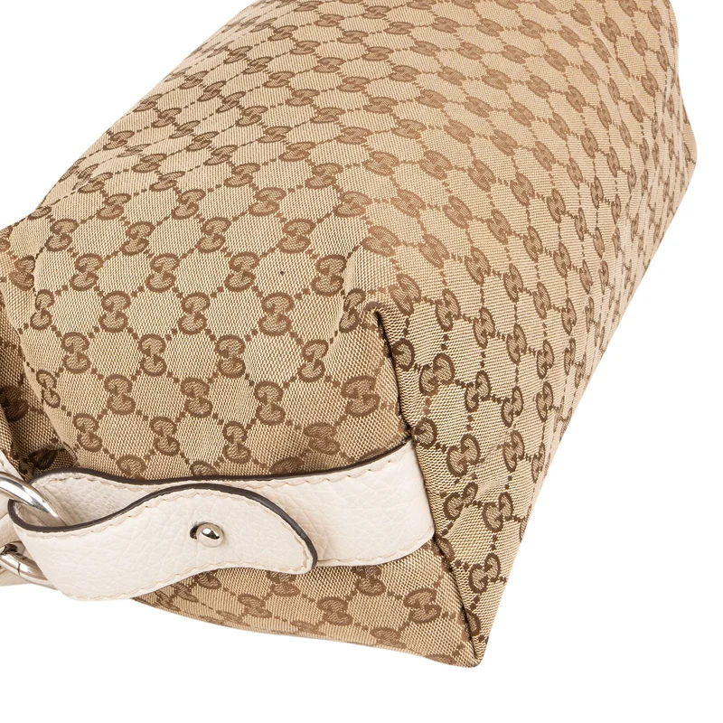 Gucci Monogram GG Heavy Braided Handle Bamboo Shoulder Bag