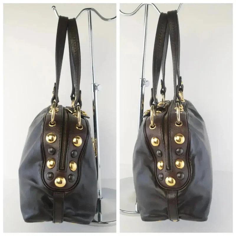 Gucci Black Leather Babouska Heart Dome Medium Satchel Bag