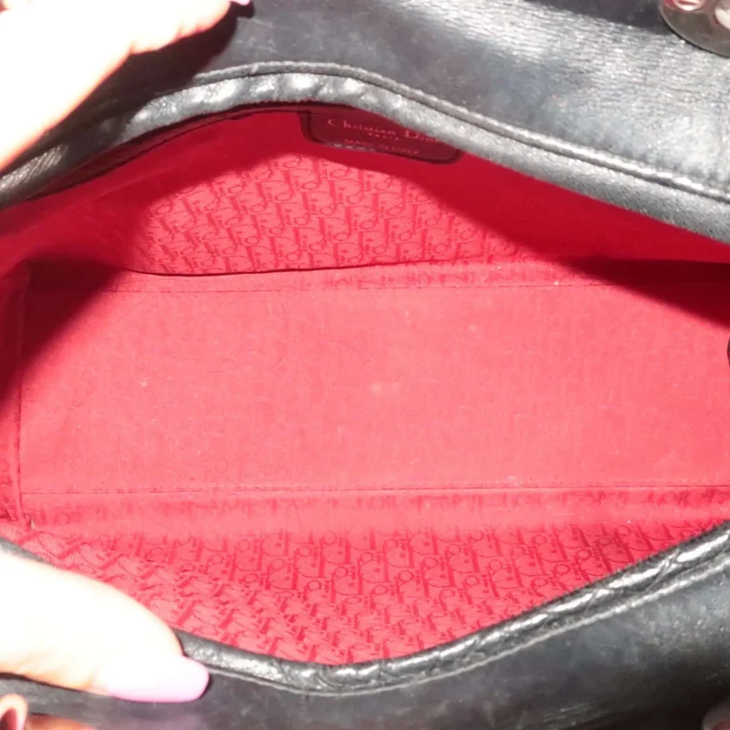 Christian Dior Black Cannage Lambskin Large Lady Dior Shoulder Bag