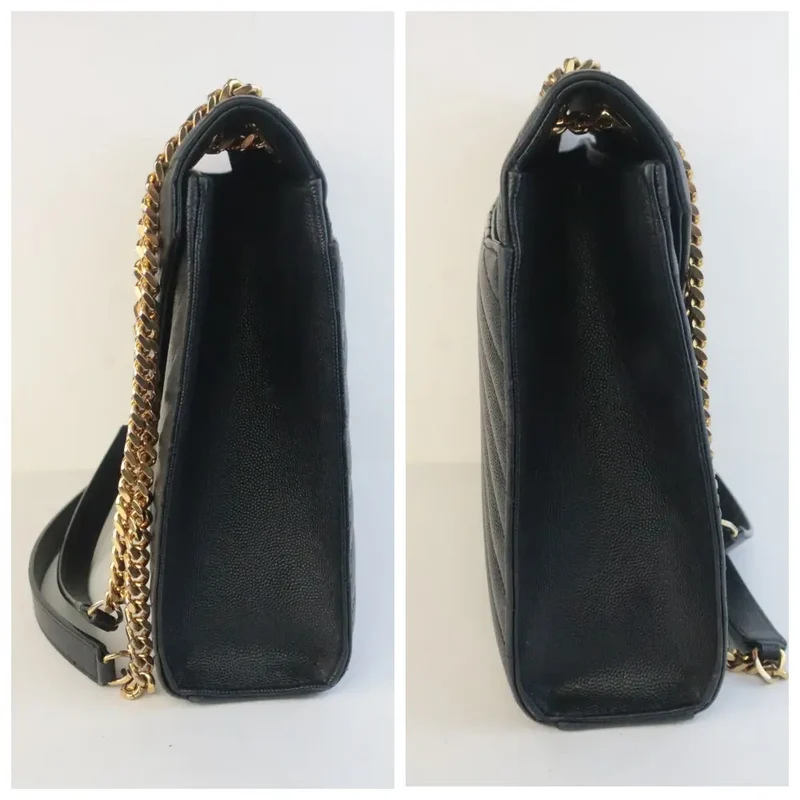 YSL Saint-Laurent Black Caviar Large Envelope Bag
