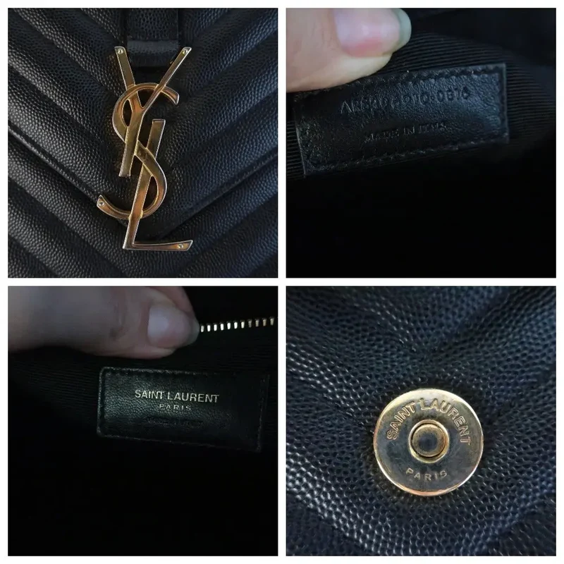YSL Saint-Laurent Black Caviar Large Envelope Bag