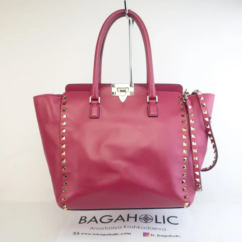 Valentino Leather Medium Tote Rockstud Bag