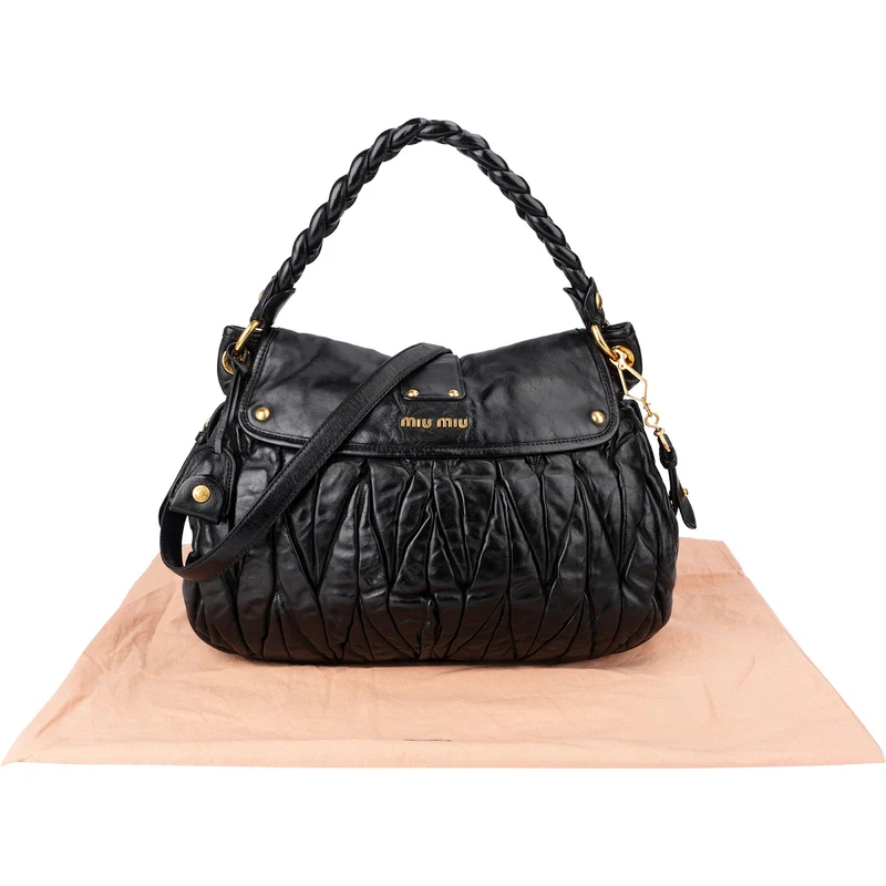 Miu Miu Quilted Gathered Leather Handbag