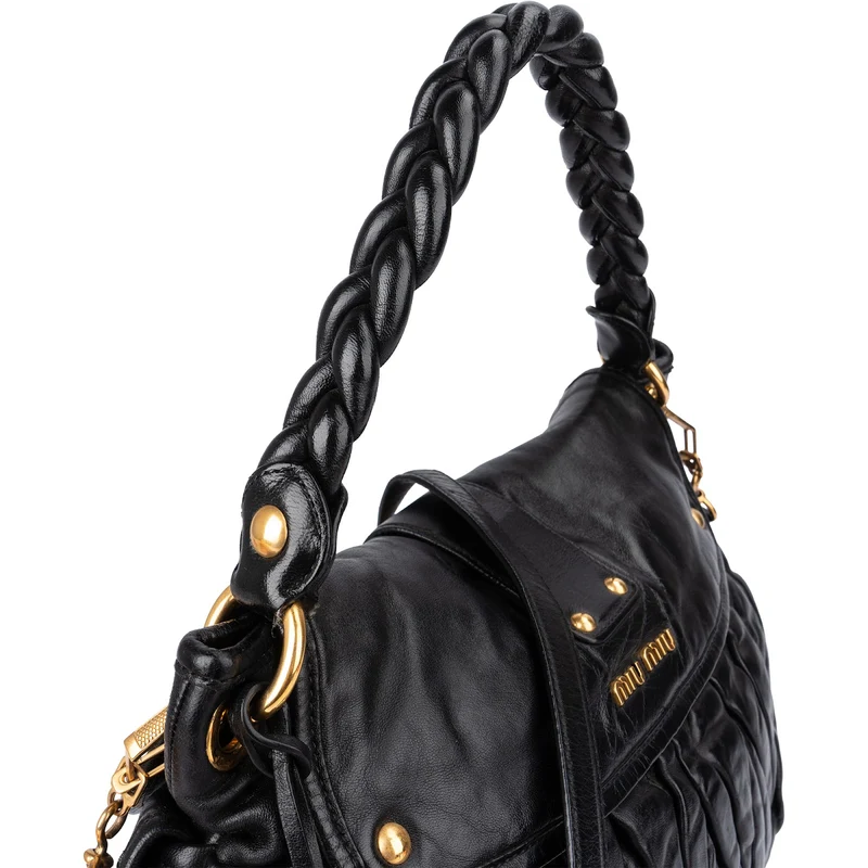 Miu Miu Quilted Gathered Leather Handbag